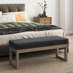 Banc ottoman rectangulaire contemporain en similicuir de 112 cm