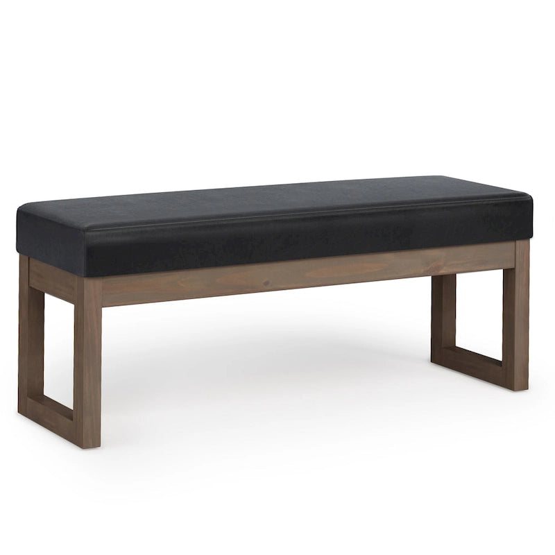 Banc ottoman rectangulaire contemporain en similicuir de 112 cm