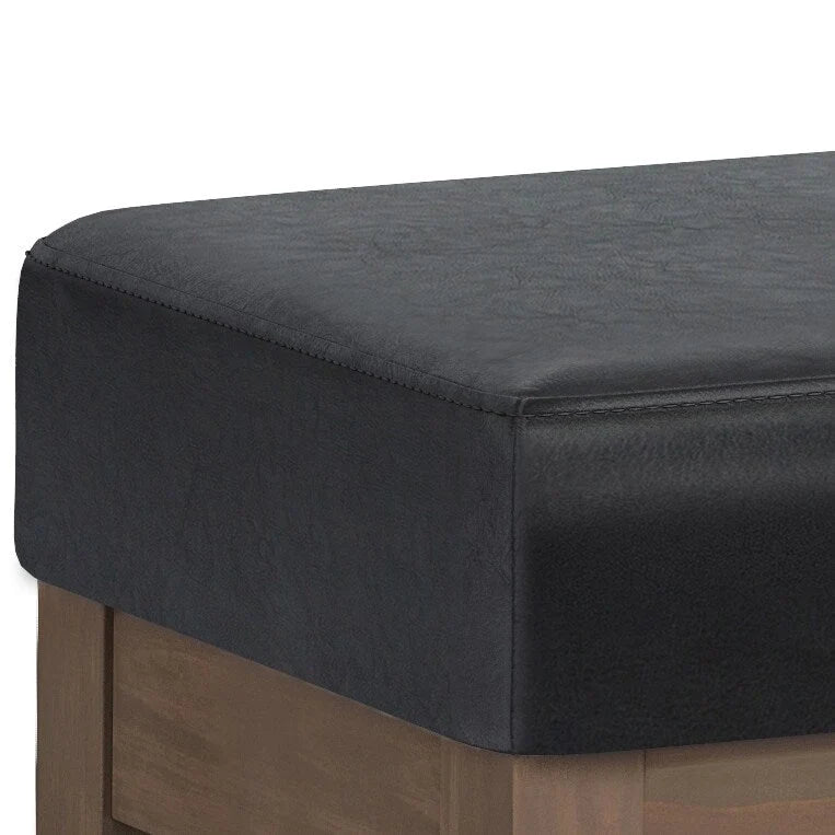Banc ottoman rectangulaire contemporain en similicuir de 112 cm