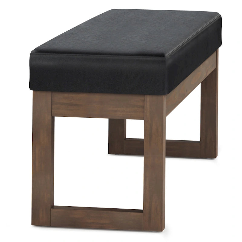 Banc ottoman rectangulaire contemporain en similicuir de 112 cm