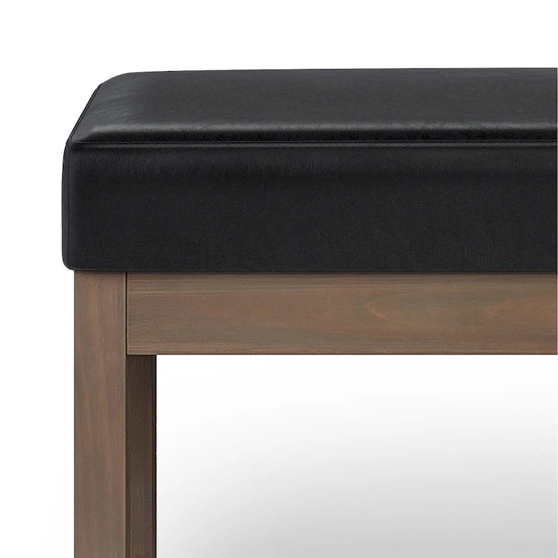 Banc ottoman rectangulaire contemporain en similicuir de 112 cm