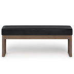 Banc ottoman rectangulaire contemporain en similicuir de 112 cm