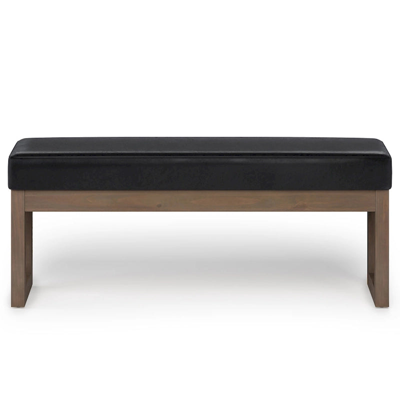 Banc ottoman rectangulaire contemporain en similicuir de 112 cm