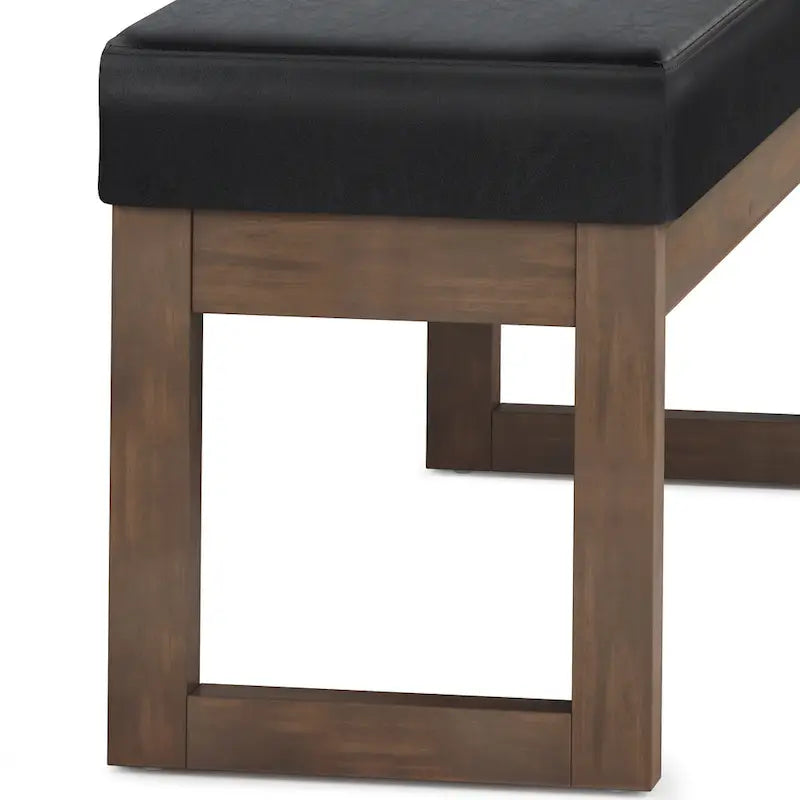 Banc ottoman rectangulaire contemporain en similicuir de 112 cm