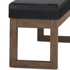 Banc ottoman rectangulaire contemporain en similicuir de 112 cm