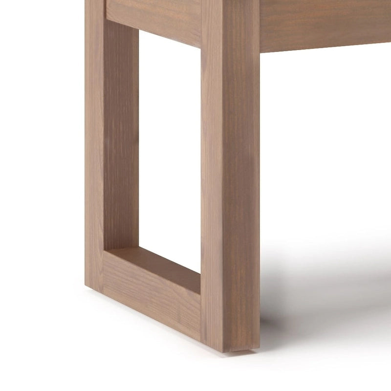Banc ottoman rectangulaire contemporain en similicuir de 112 cm