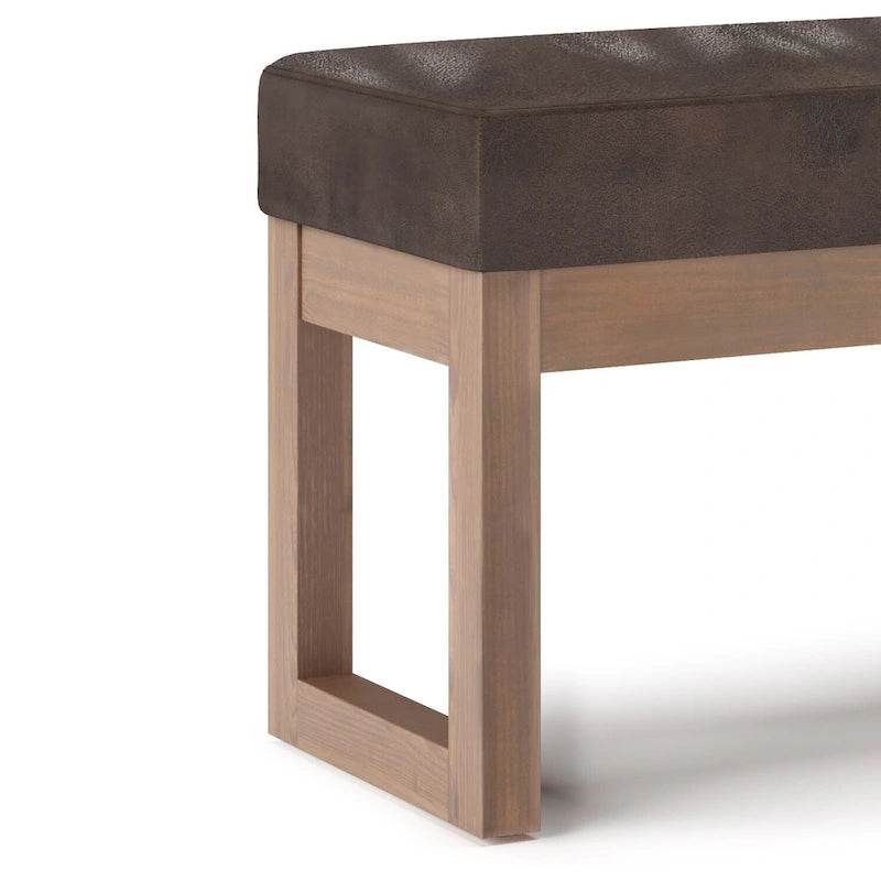 Banc ottoman rectangulaire contemporain en similicuir de 112 cm