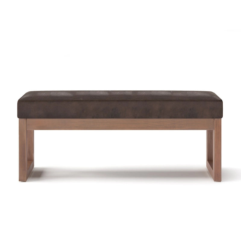 Banc ottoman rectangulaire contemporain en similicuir de 112 cm