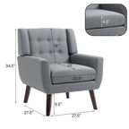 Causeuse capitonnée en lin/coton avec 2 fauteuils d'appoint