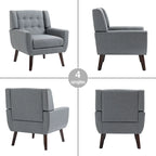 Causeuse capitonnée en lin/coton avec 2 fauteuils d'appoint