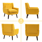 Causeuse capitonnée en lin/coton avec 2 fauteuils d'appoint
