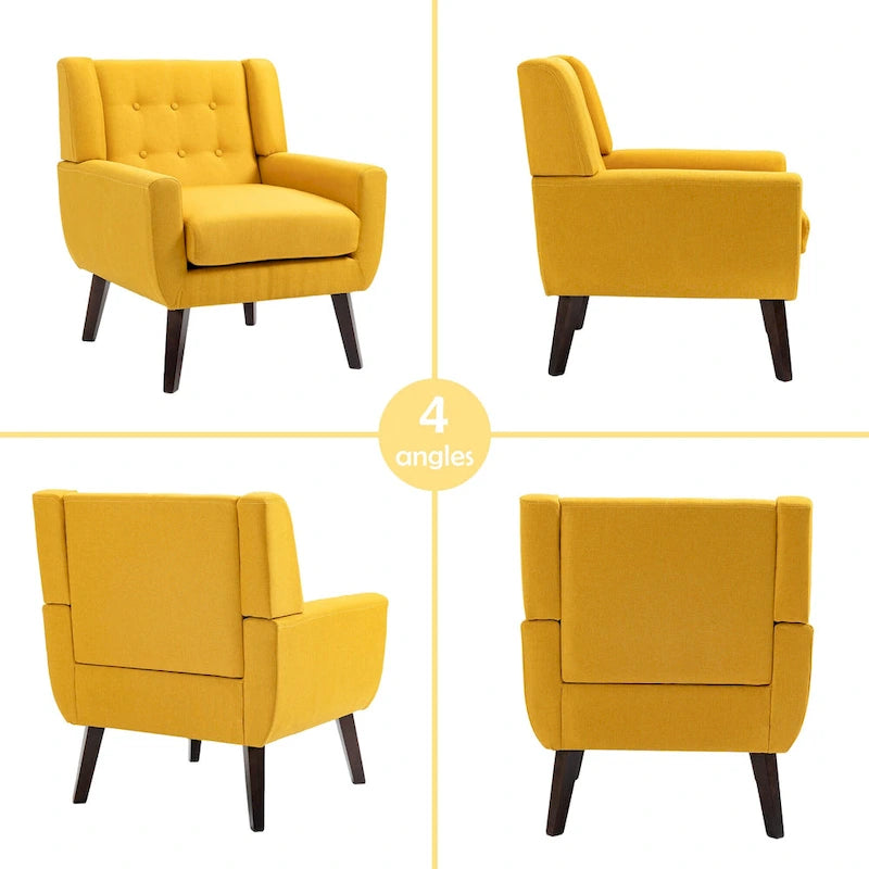 Causeuse capitonnée en lin/coton avec 2 fauteuils d'appoint