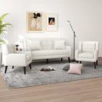 Causeuse capitonnée en lin/coton avec 2 fauteuils d'appoint