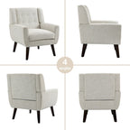 Causeuse capitonnée en lin/coton avec 2 fauteuils d'appoint