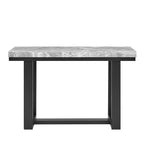 Console en marbre gris avec base en bois expresso, 48 po L