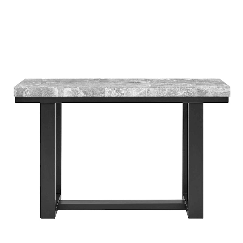 Console en marbre gris avec base en bois expresso, 48 po L