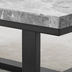 Console en marbre gris avec base en bois expresso, 48 po L