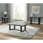 Console en marbre gris avec base en bois expresso, 48 po L