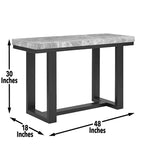 Console en marbre gris avec base en bois expresso, 48 po L
