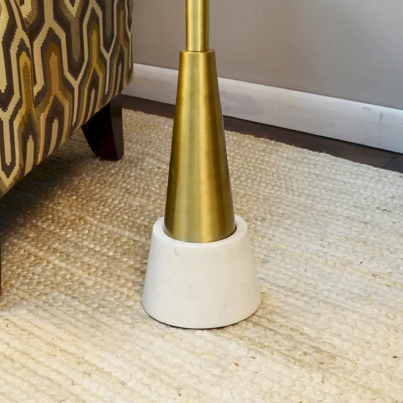 Petite table d'appoint à boisson dorée avec base en marbre, 20,3 cm (L) x 61 cm (H)