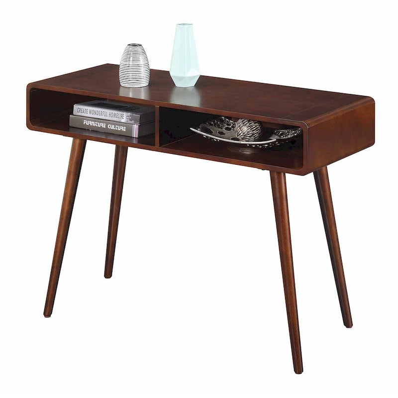 Console mi-siècle avec étagères ouvertes, placage de bouleau, 107 cm de large