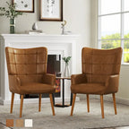 Ensemble de 2 chaises d'appoint capitonnées à dossier haut Crème/Marron/Taupe