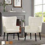 Ensemble de 2 chaises d'appoint capitonnées à dossier haut Crème/Marron/Taupe