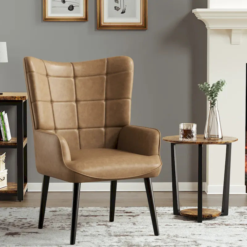 Ensemble de 2 chaises d'appoint capitonnées à dossier haut Crème/Marron/Taupe