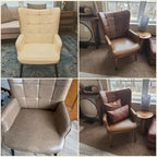 Ensemble de 2 chaises d'appoint capitonnées à dossier haut Crème/Marron/Taupe