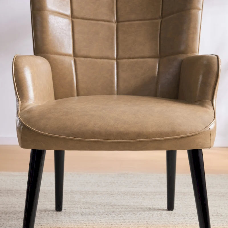 Ensemble de 2 chaises d'appoint capitonnées à dossier haut Crème/Marron/Taupe