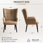 Ensemble de 2 chaises d'appoint capitonnées à dossier haut Crème/Marron/Taupe