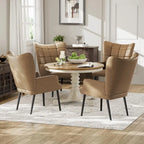 Ensemble de 2 chaises d'appoint capitonnées à dossier haut Crème/Marron/Taupe
