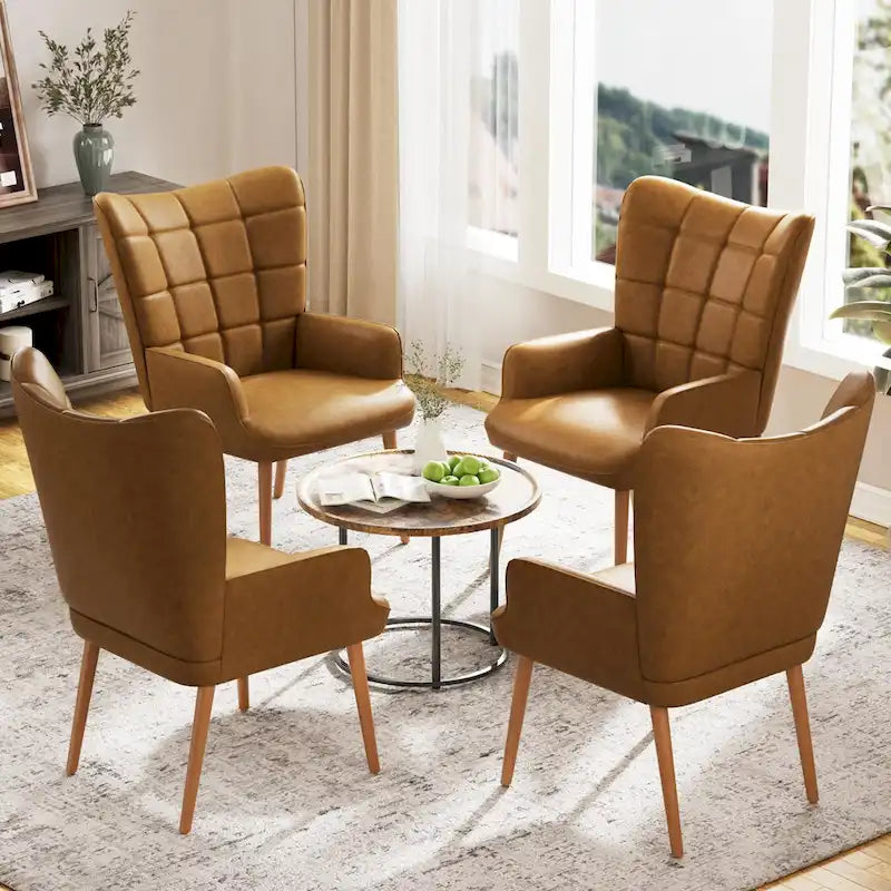 Ensemble de 2 chaises d'appoint capitonnées à dossier haut Crème/Marron/Taupe