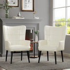 Ensemble de 2 chaises d'appoint capitonnées à dossier haut Crème/Marron/Taupe