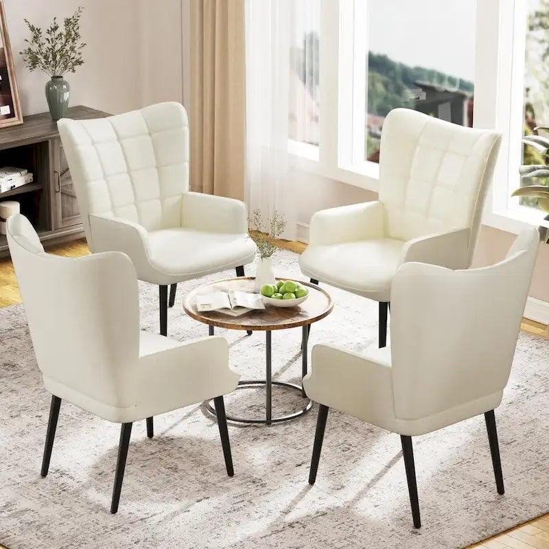 Ensemble de 2 chaises d'appoint capitonnées à dossier haut Crème/Marron/Taupe