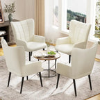 Ensemble de 2 chaises d'appoint capitonnées à dossier haut Crème/Marron/Taupe