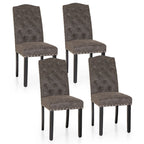 Ensemble de 4 chaises de salle à manger capitonnées en similicuir/tissu avec dossier haut et pieds en bois massif