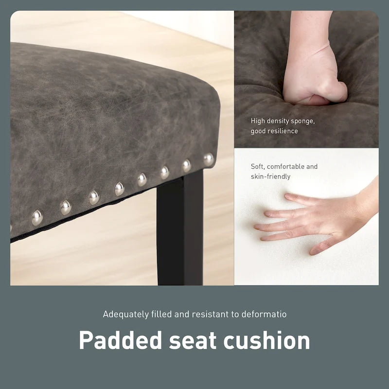 Ensemble de 4 chaises de salle à manger capitonnées en similicuir/tissu avec dossier haut et pieds en bois massif