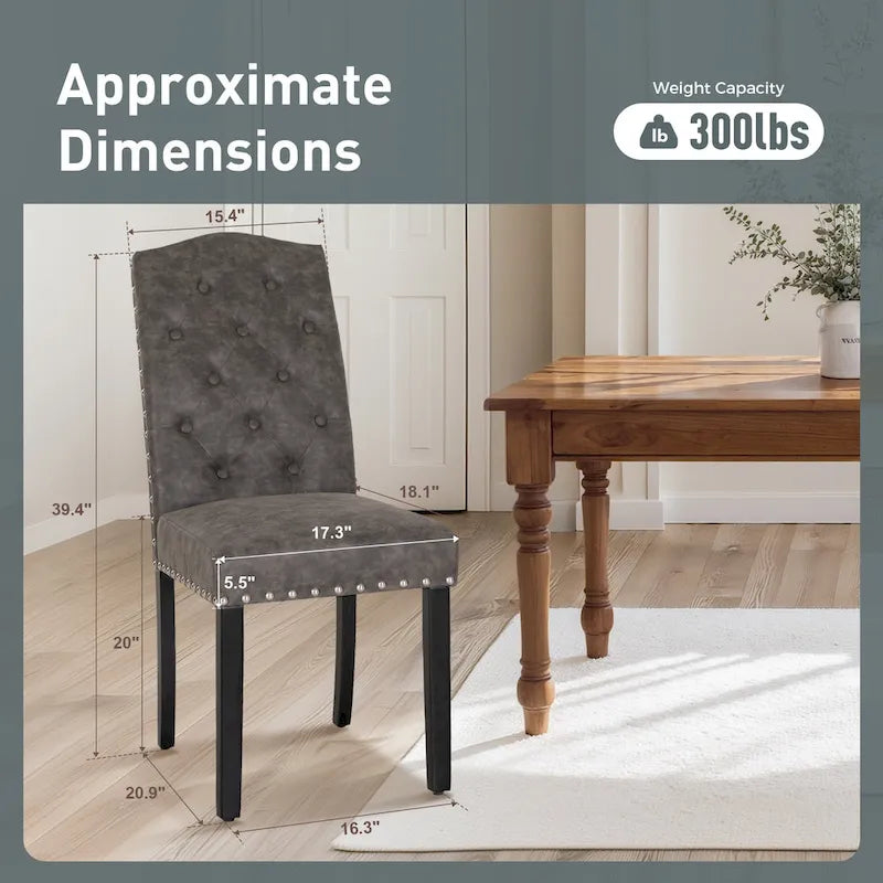Ensemble de 4 chaises de salle à manger capitonnées en similicuir/tissu avec dossier haut et pieds en bois massif