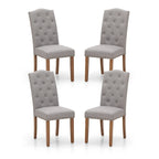 Ensemble de 4 chaises de salle à manger capitonnées en similicuir/tissu avec dossier haut et pieds en bois massif