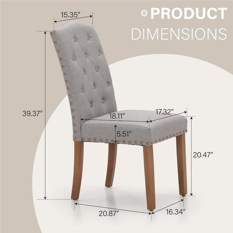 Ensemble de 4 chaises de salle à manger capitonnées en similicuir/tissu avec dossier haut et pieds en bois massif