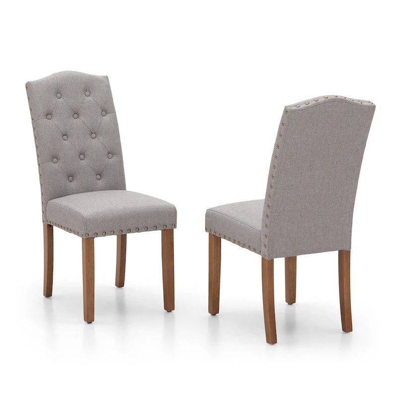 Ensemble de 4 chaises de salle à manger capitonnées en similicuir/tissu avec dossier haut et pieds en bois massif