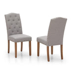 Ensemble de 4 chaises de salle à manger capitonnées en similicuir/tissu avec dossier haut et pieds en bois massif