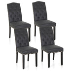 Ensemble de 4 chaises de salle à manger capitonnées en similicuir/tissu avec dossier haut et pieds en bois massif