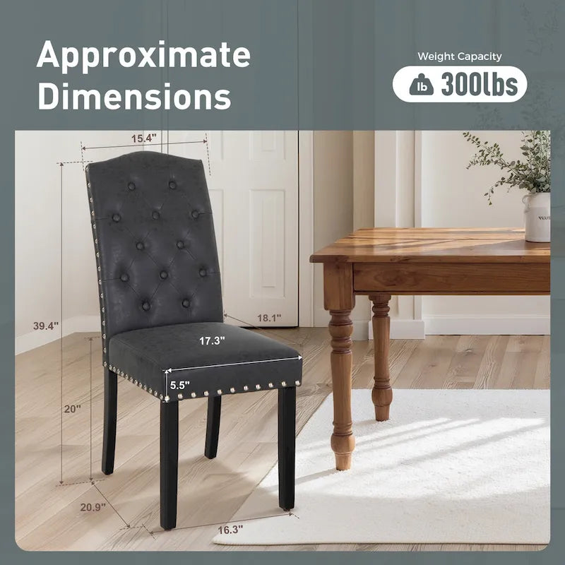 Ensemble de 4 chaises de salle à manger capitonnées en similicuir/tissu avec dossier haut et pieds en bois massif