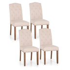 Ensemble de 4 chaises de salle à manger capitonnées en similicuir/tissu avec dossier haut et pieds en bois massif