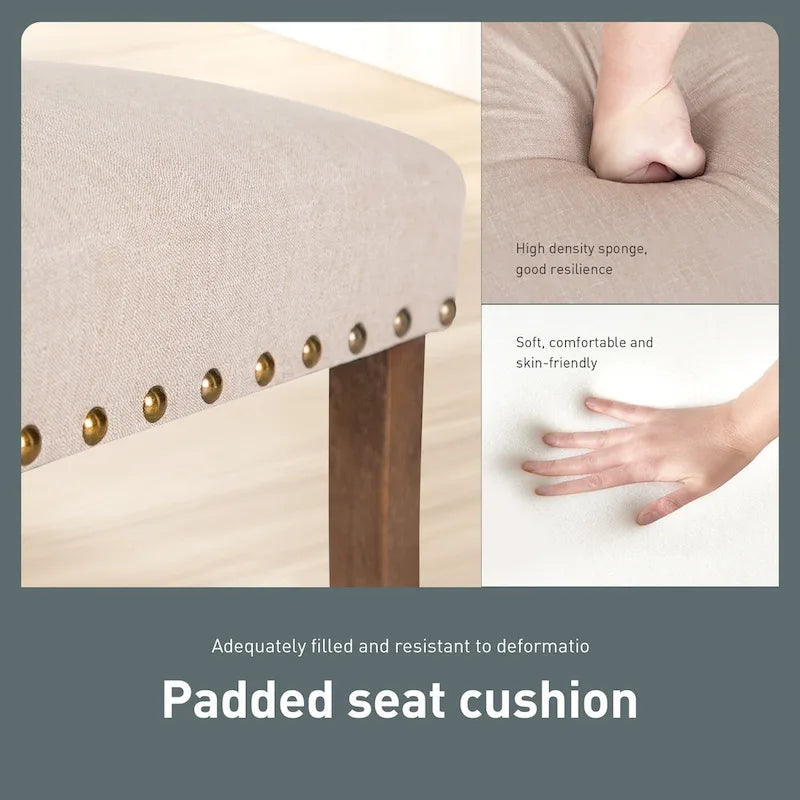 Ensemble de 4 chaises de salle à manger capitonnées en similicuir/tissu avec dossier haut et pieds en bois massif