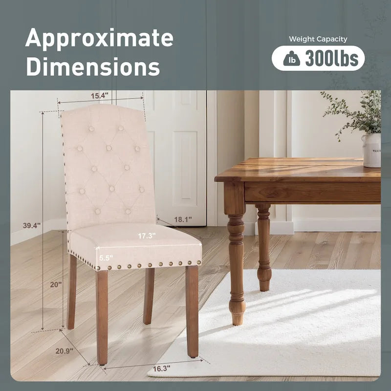 Ensemble de 4 chaises de salle à manger capitonnées en similicuir/tissu avec dossier haut et pieds en bois massif