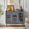 Enfilade de style Mid-Century avec portes en verre trempé, 119 cm L