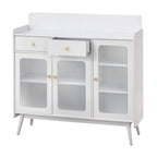Enfilade de style Mid-Century avec portes en verre trempé, 119 cm L